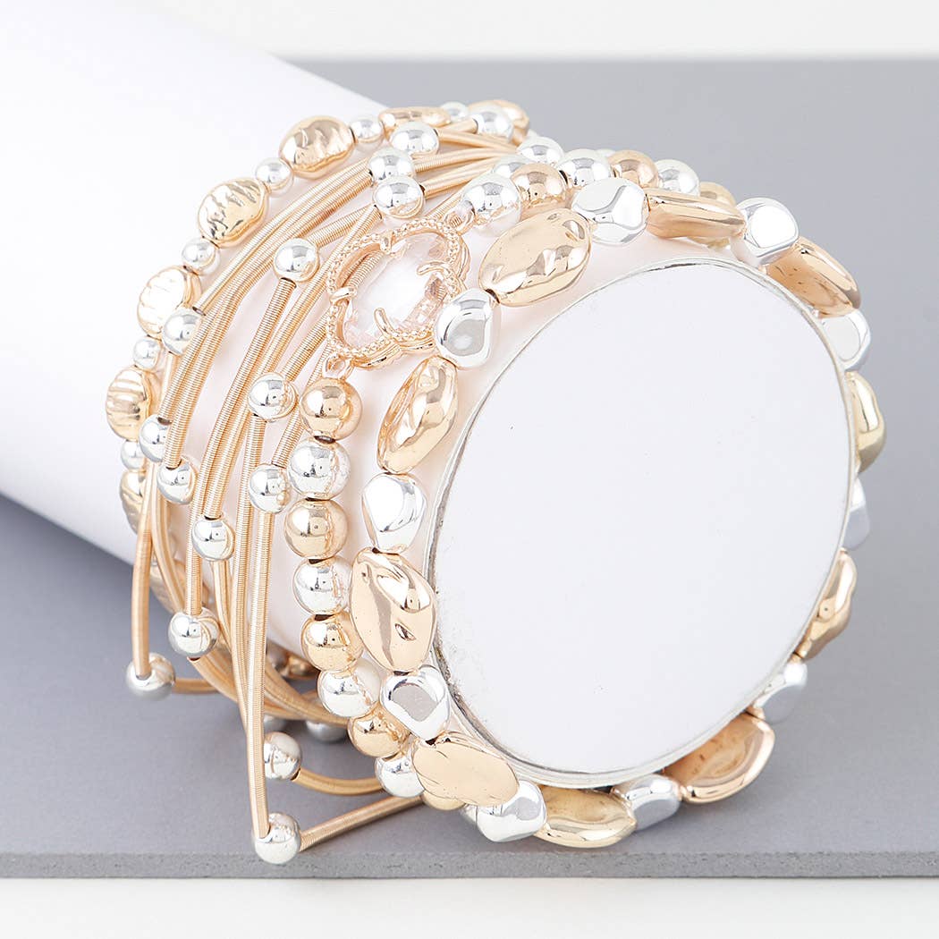 Multi Clover Coil Beaded Bracelet: GD