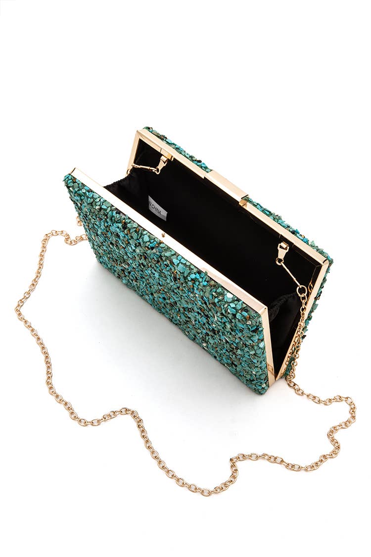 Mix Gem Stone Druzy Box Clutch