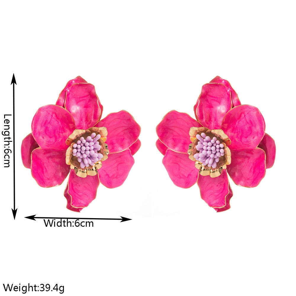 Elegant Vintage Camellia Flower Earrings Luxury Style