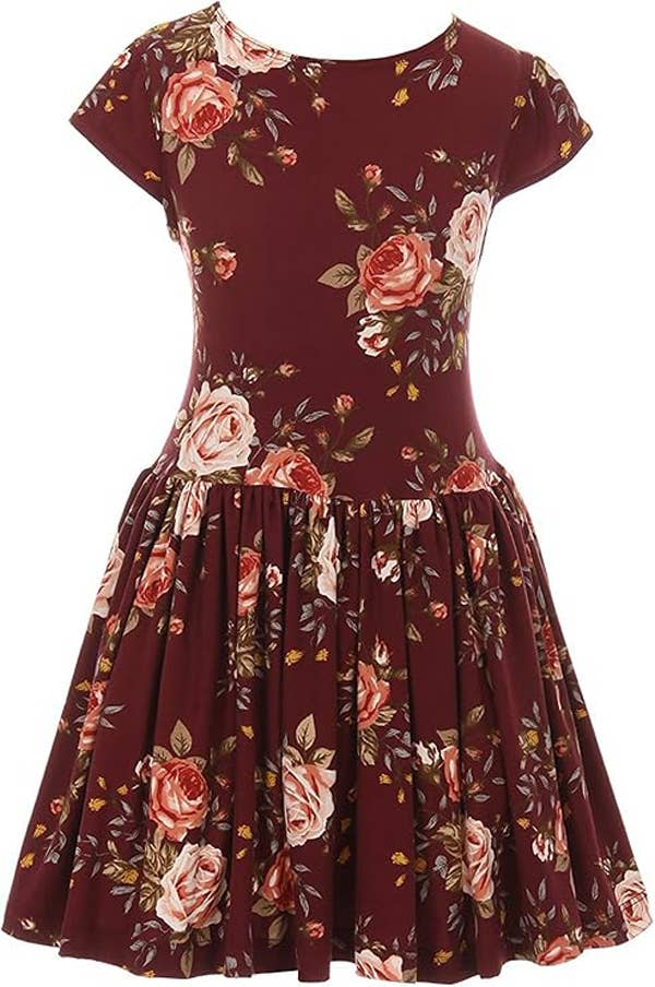 Floral Print Easter Holiday Party Flower Girl Sundress: Blue / 6