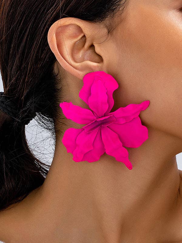 Flower Shape Solid Color Earrings Accessories