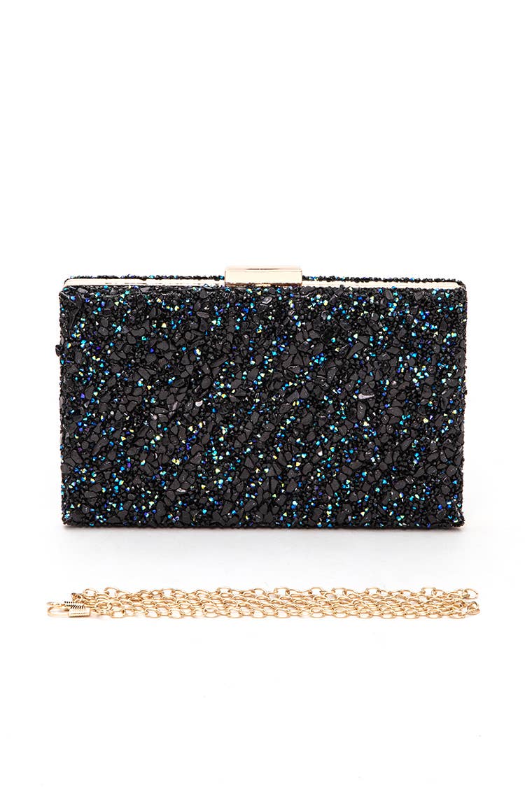Mix Gem Stone Druzy Box Clutch