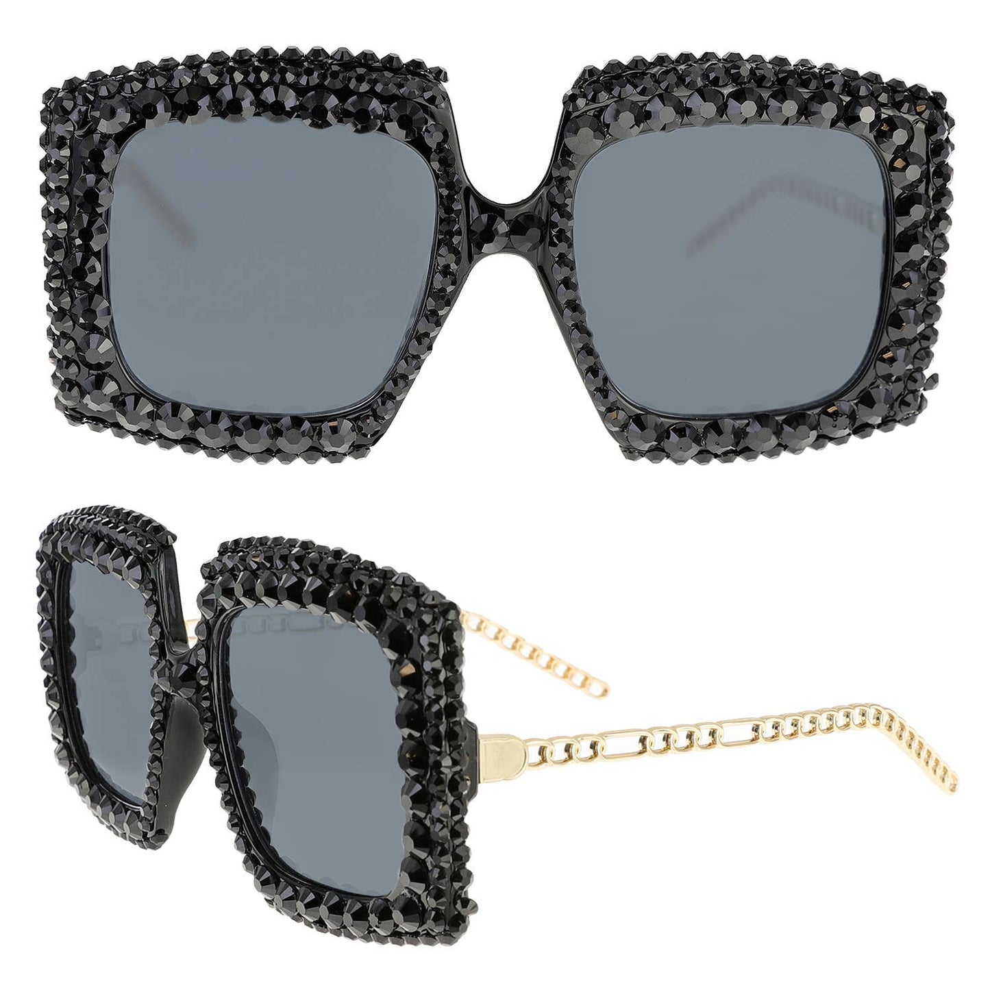Sparkling Rhinestone Square Frame Sunglasses