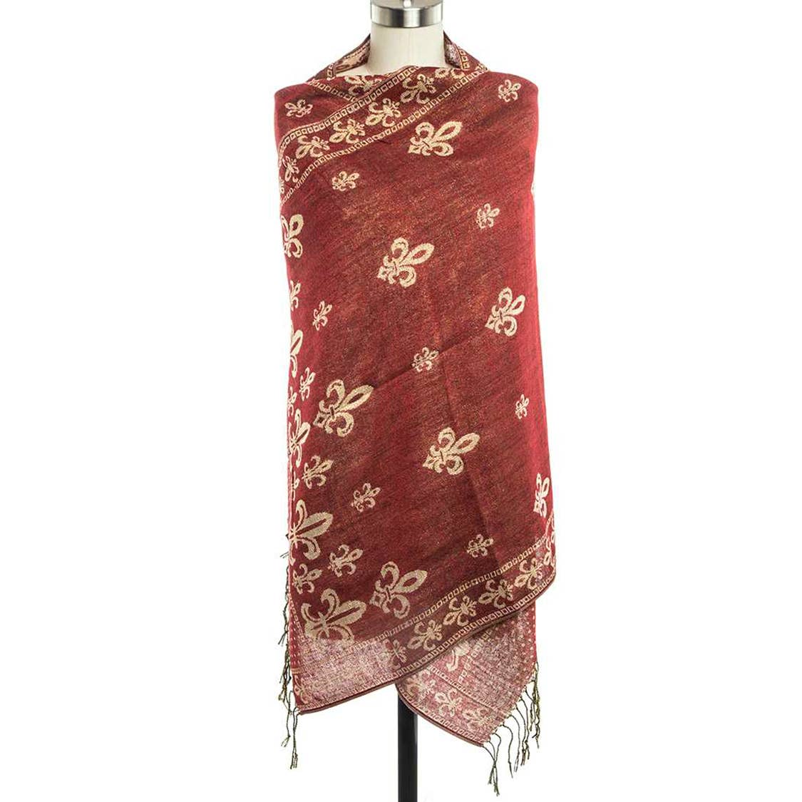 Fleur De Lis Jacquard Print Pashmina Shawl Scarf