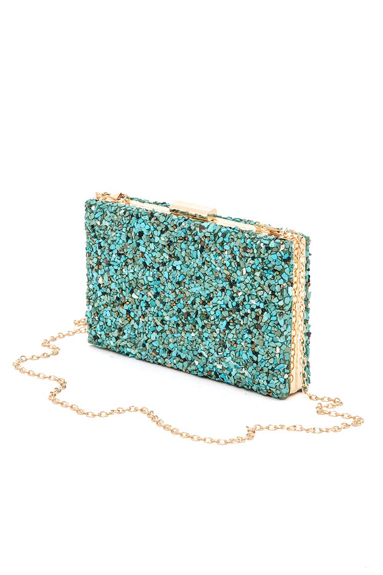 Mix Gem Stone Druzy Box Clutch