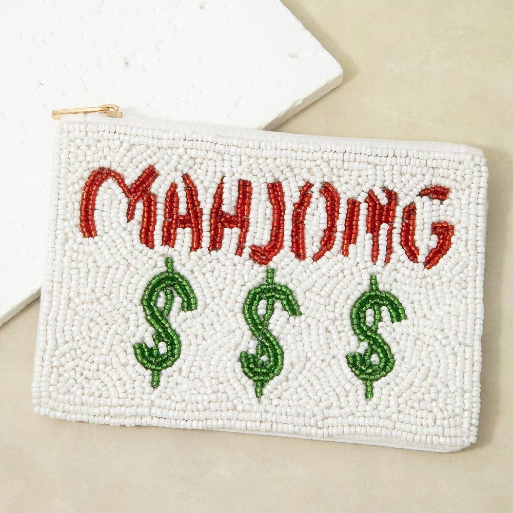 Mahjong $$$ Beaded Zip Coin Purse