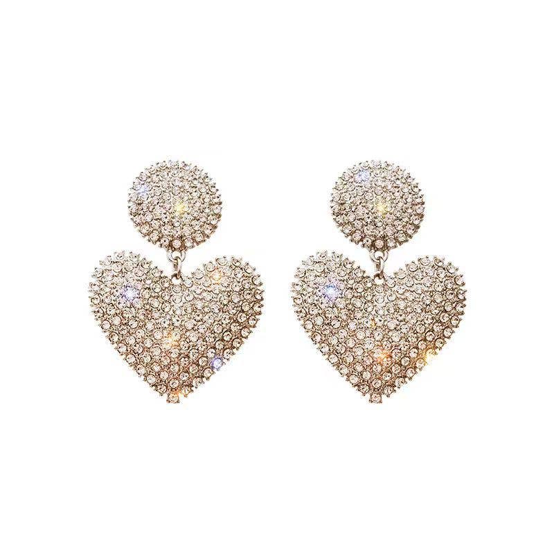 Personalized Rhinestone Heart-Shaped Earrings