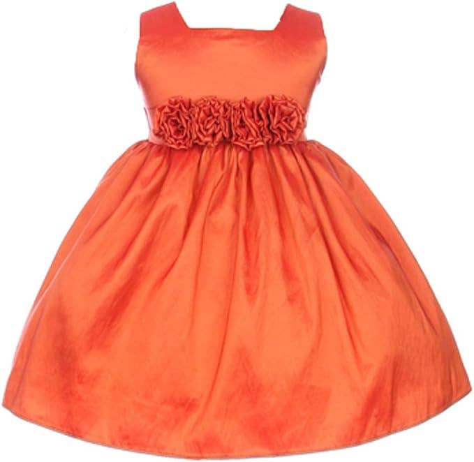 Sweet Kids Baby Sleeveless Rolled Flower Waistband Dress: Silver / 24 Months (XL)