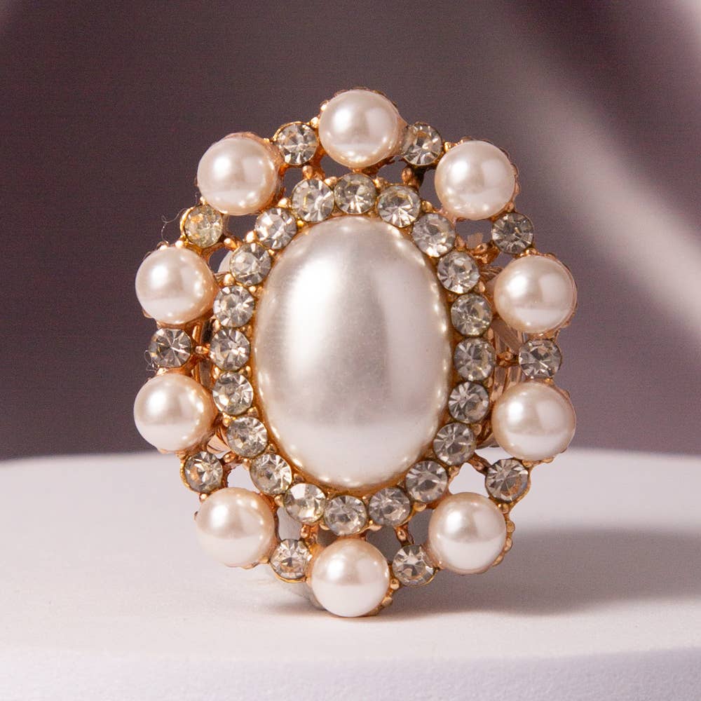 Oval Crystal Sunburst Double Halo Stretch Ring