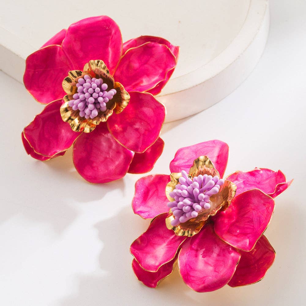 Elegant Vintage Camellia Flower Earrings Luxury Style