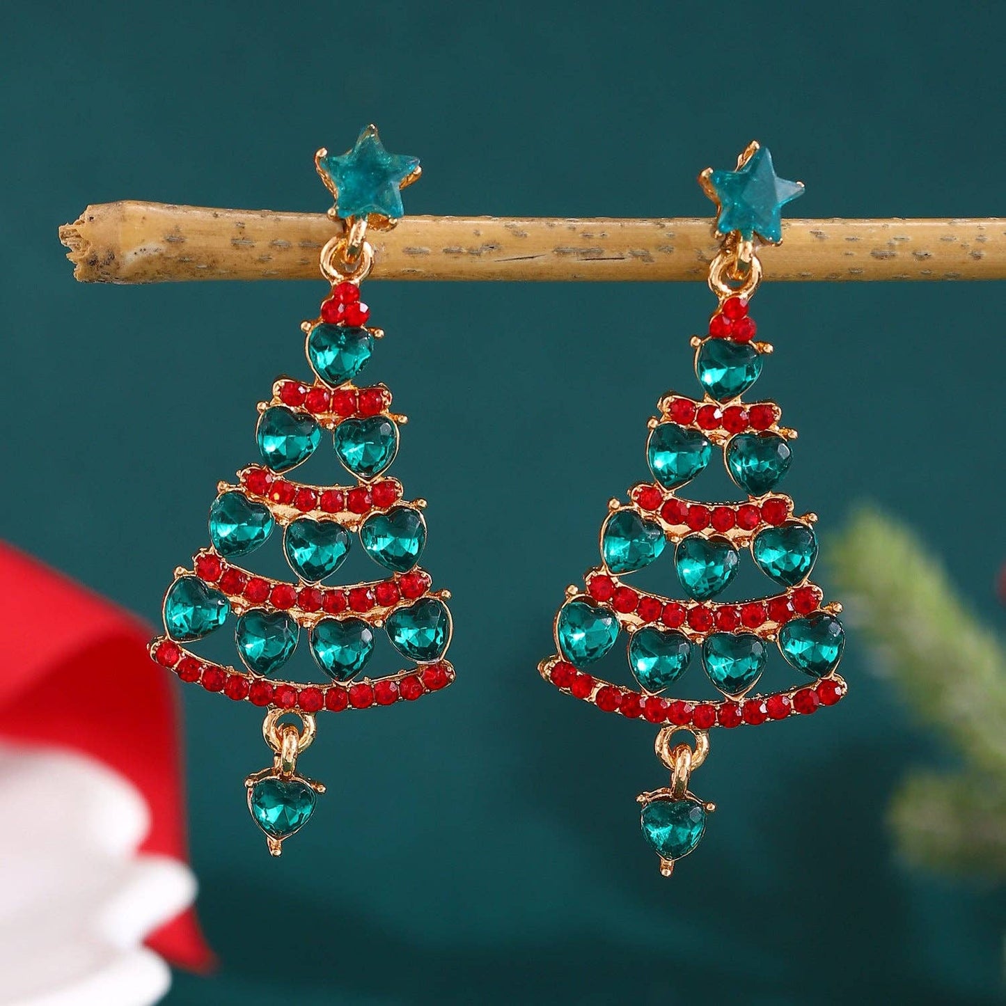 Luxury Colorful Christmas Tree Ear Studs for Women
