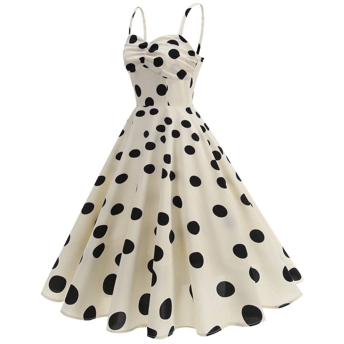Vintage French Polka Dot Tie Back Sleeveless Dress