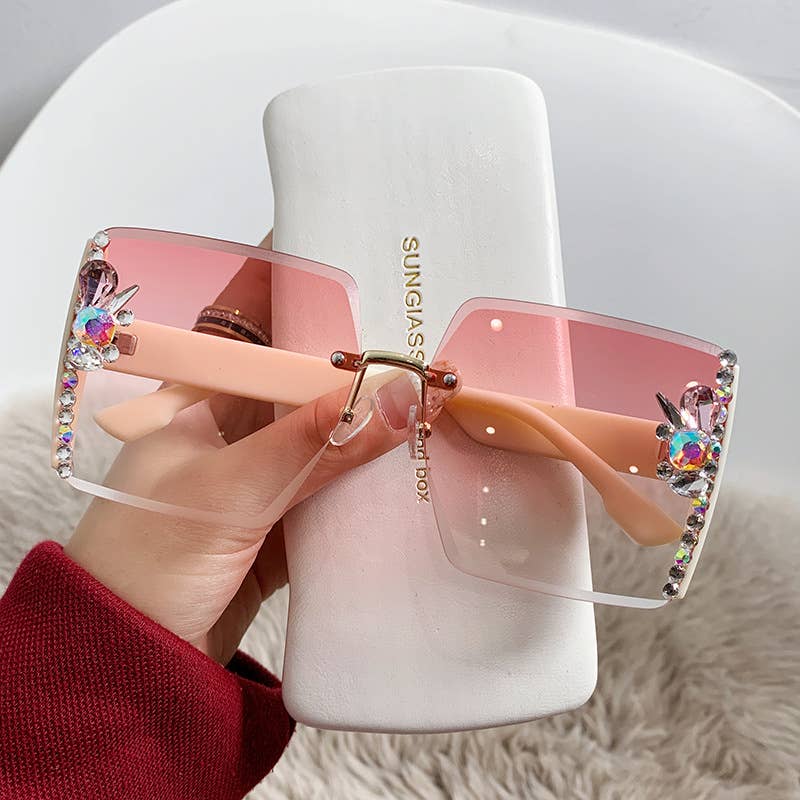 Exquisitely crafted side-rimmed diamond-studded sunglasses
