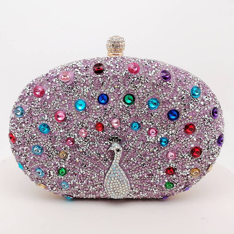 Peacock handbag evening rhinestones clutch bag