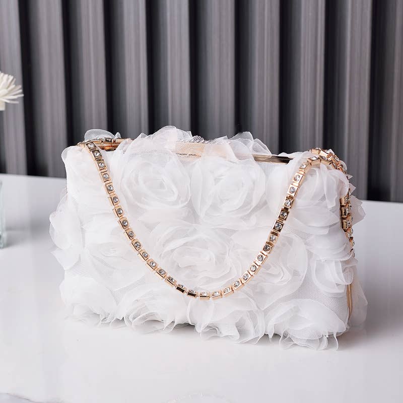 Chiffon flower clutch bag party evening handbag