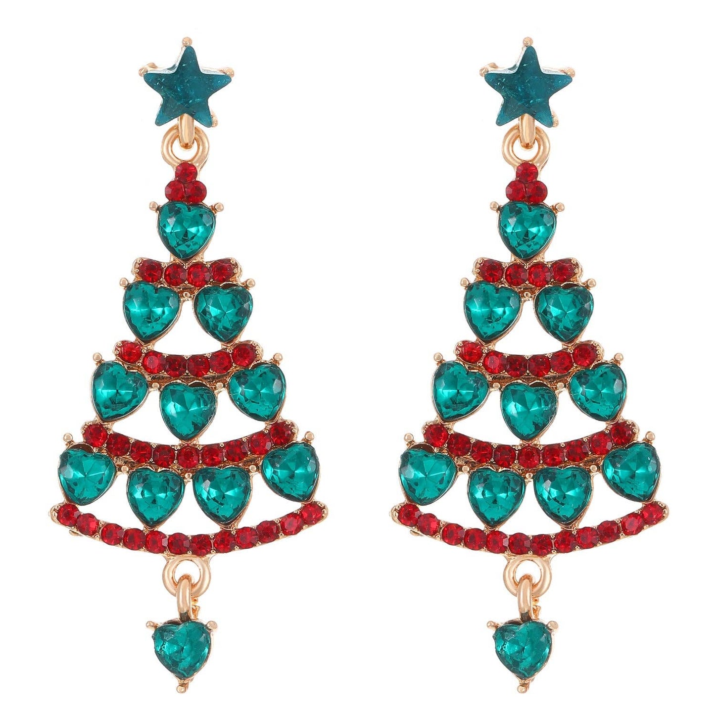 Luxury Colorful Christmas Tree Ear Studs for Women