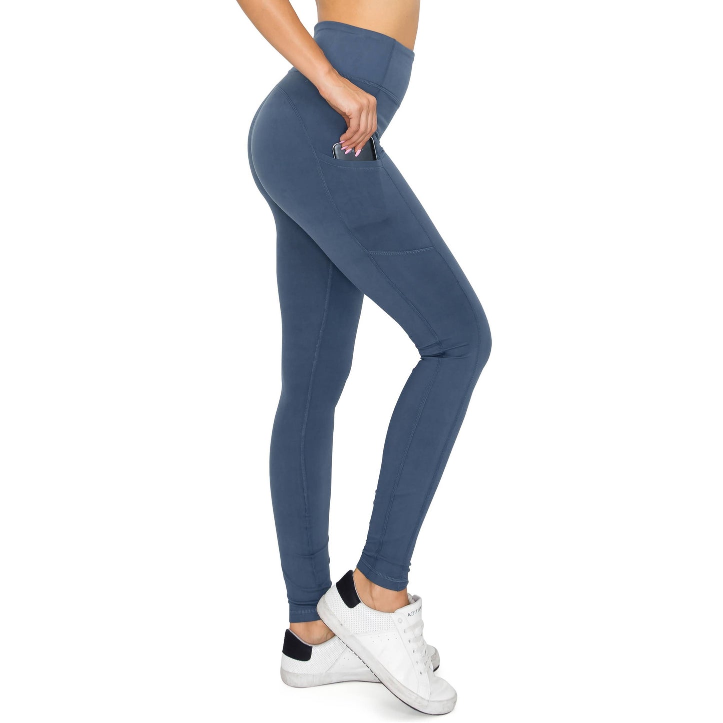 High Waist Activewear Leggings - Side Pockets: Black / M