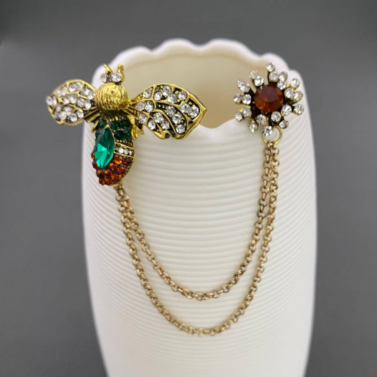 Vintage Rhinestone Bee Brooch