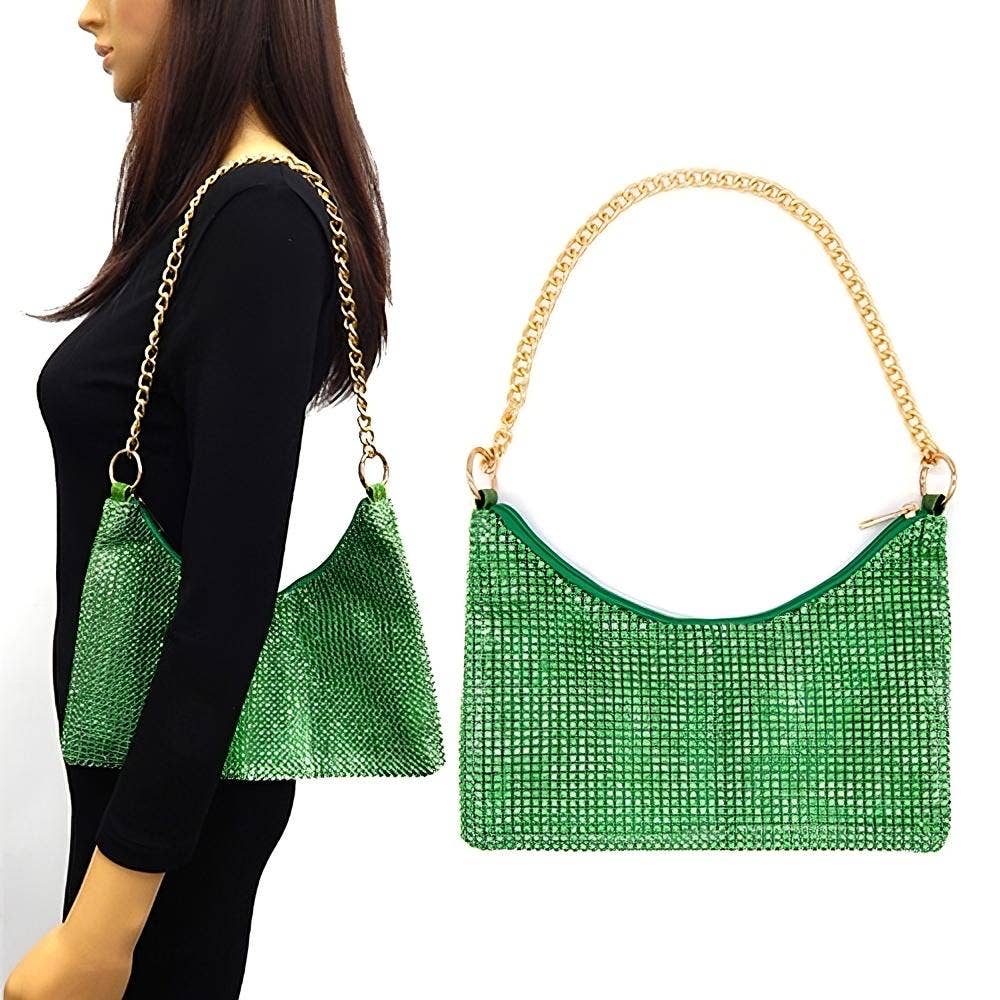 Chain Strap Soft Rhinestone Night Evening Bag