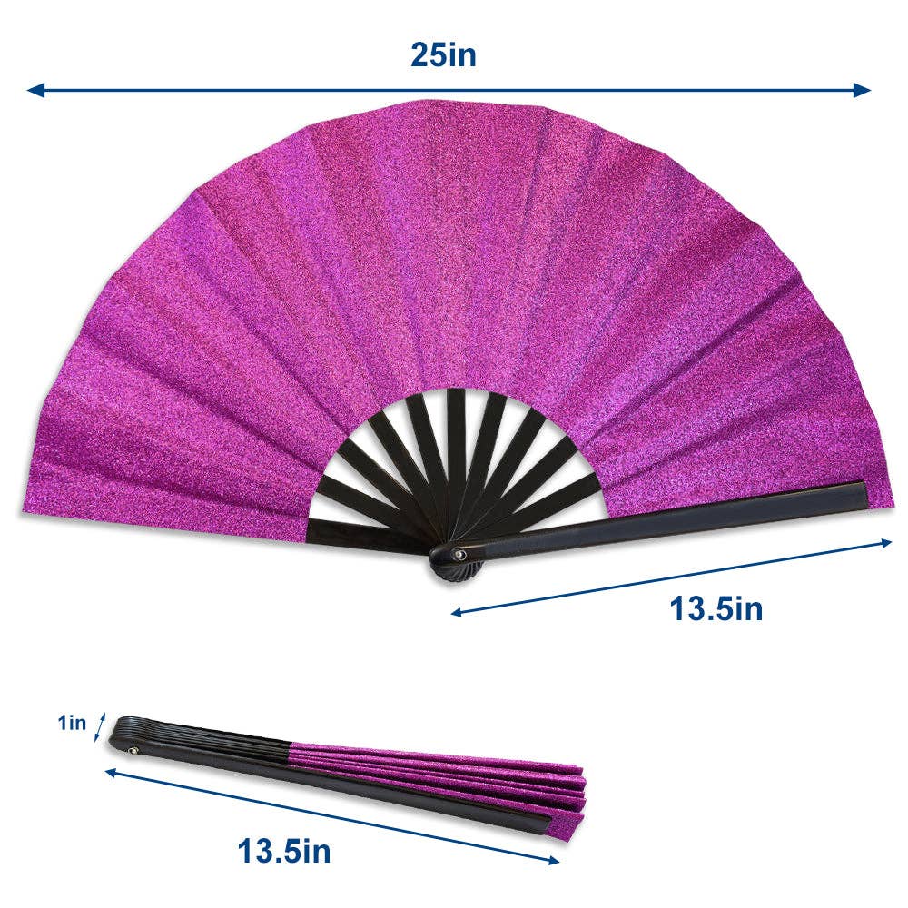 Glitter Purple X-Large Hand Fan