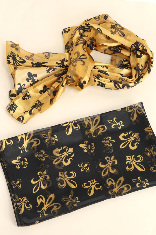 Mardi Gras Fleur De Lis Striped Long Scarf