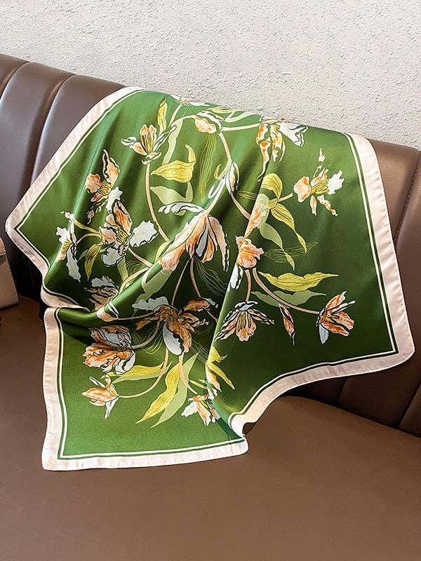 Floral Print Contrast Color Shawl and Scarf
