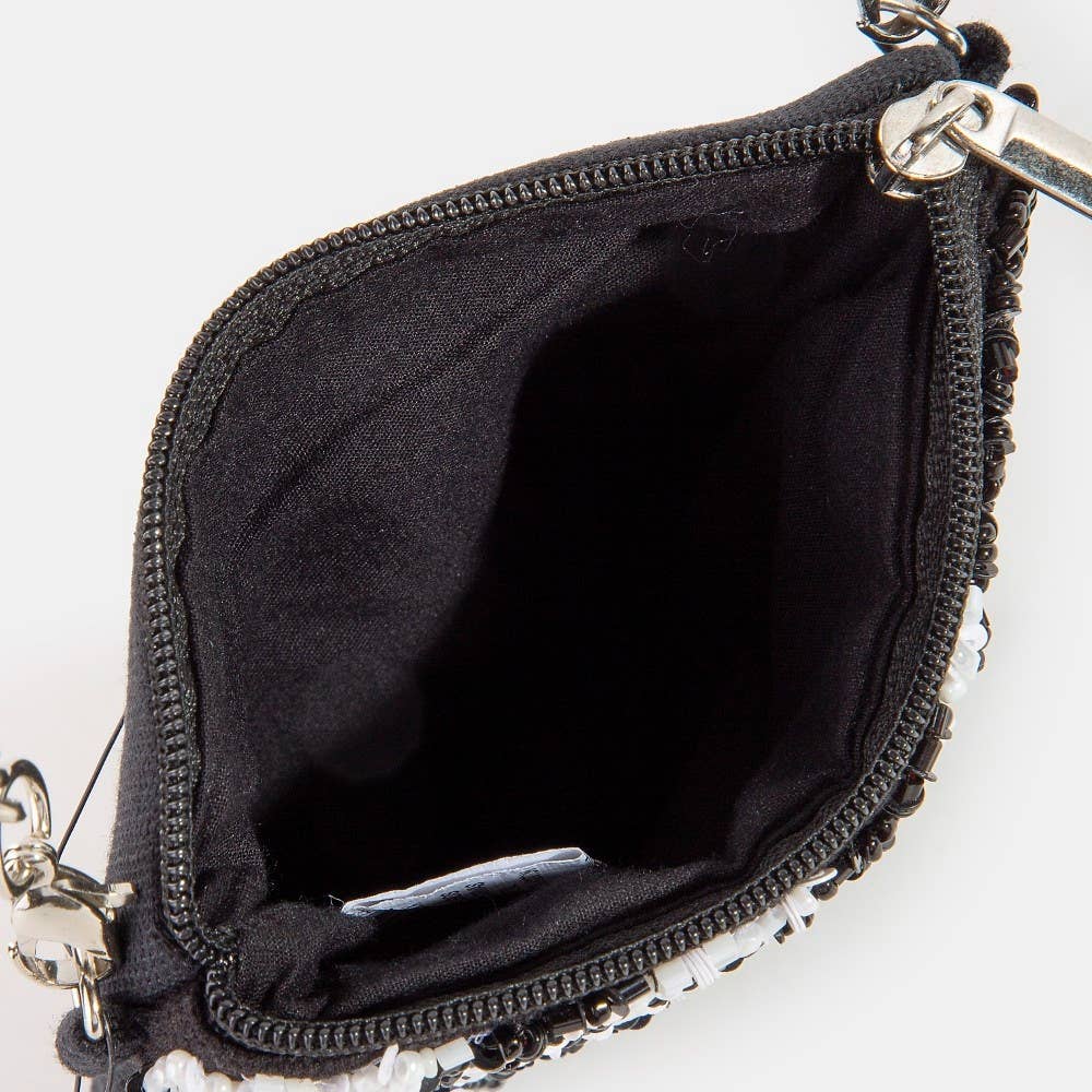 Zebra Stripe Pattern Bead Rectangle Pouch Bag