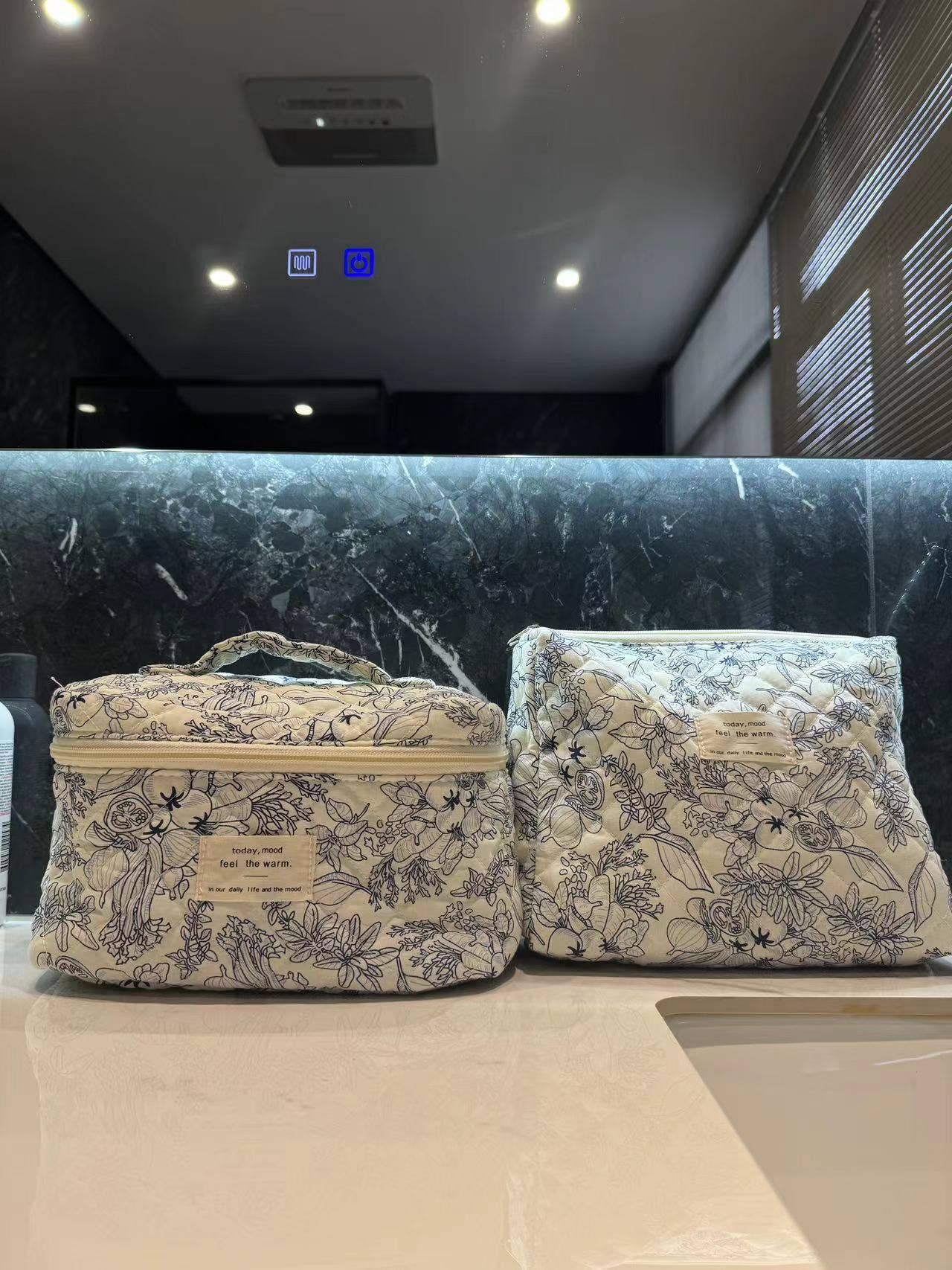 3 Pieces Set Cute Cotton Cosmetic Bag Portable Wash Storage