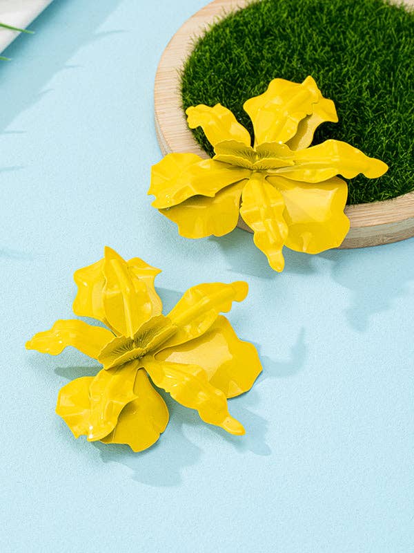 Flower Shape Solid Color Earrings Accessories