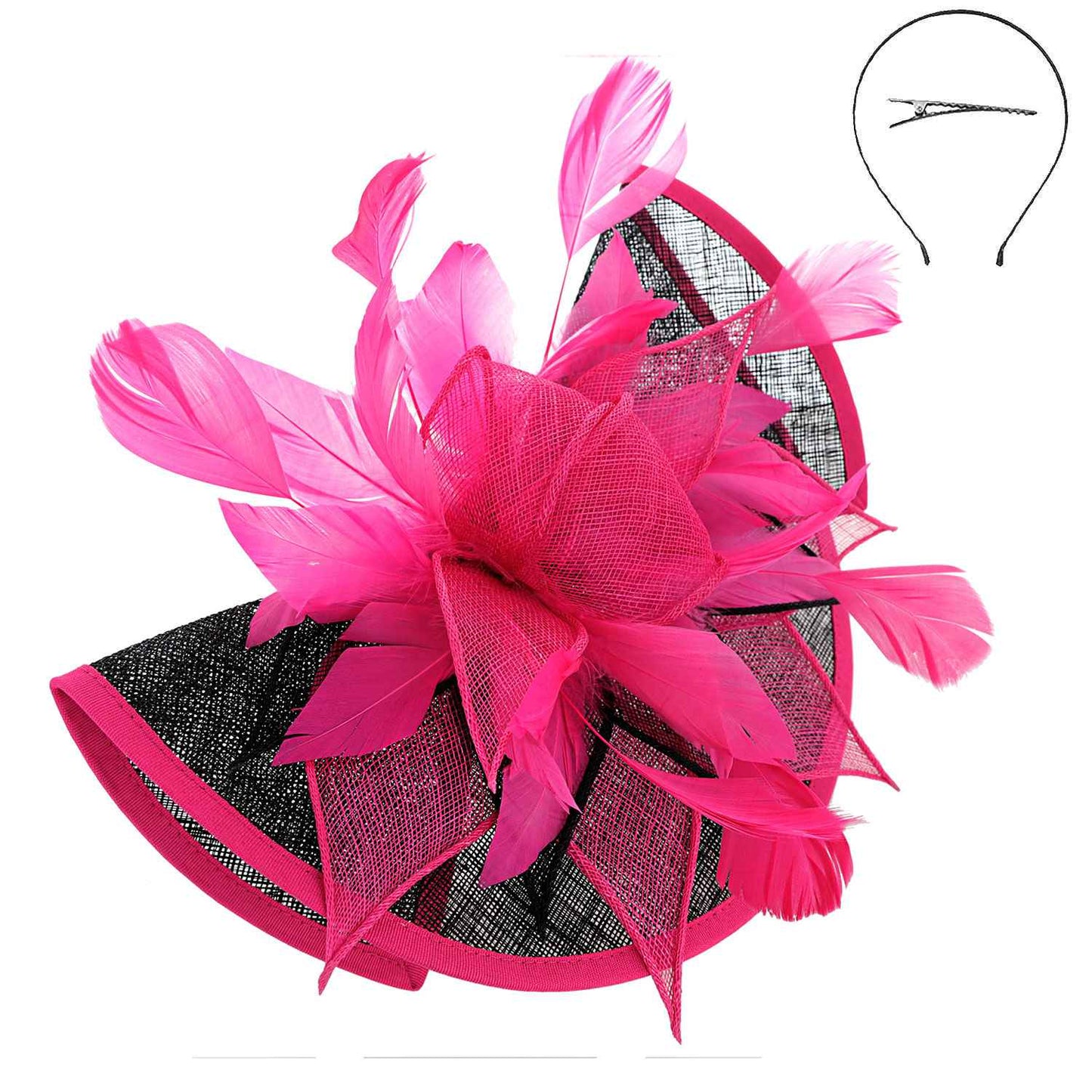 Two Tone Folded Fascinator with Headband and Clip