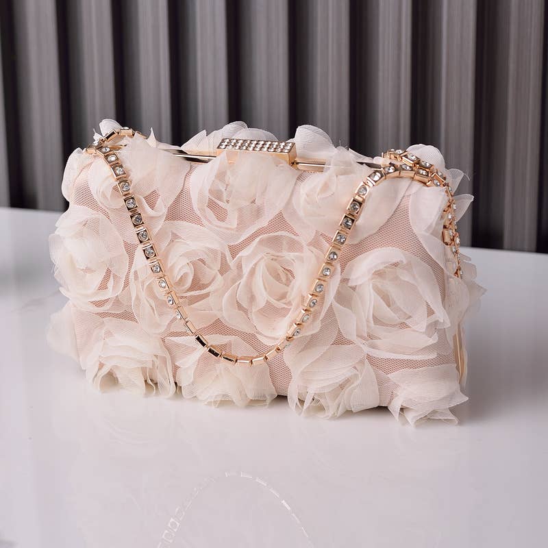 Chiffon flower clutch bag party evening handbag