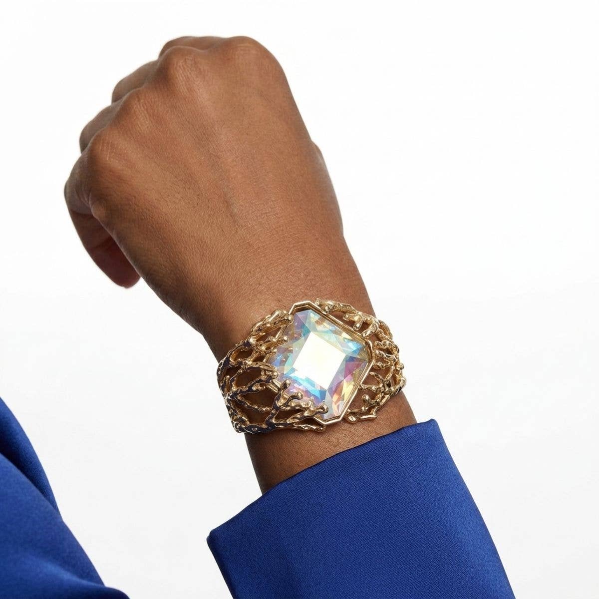 Cuff Aurbo Diamond Crystal Gold Coral Bracelet